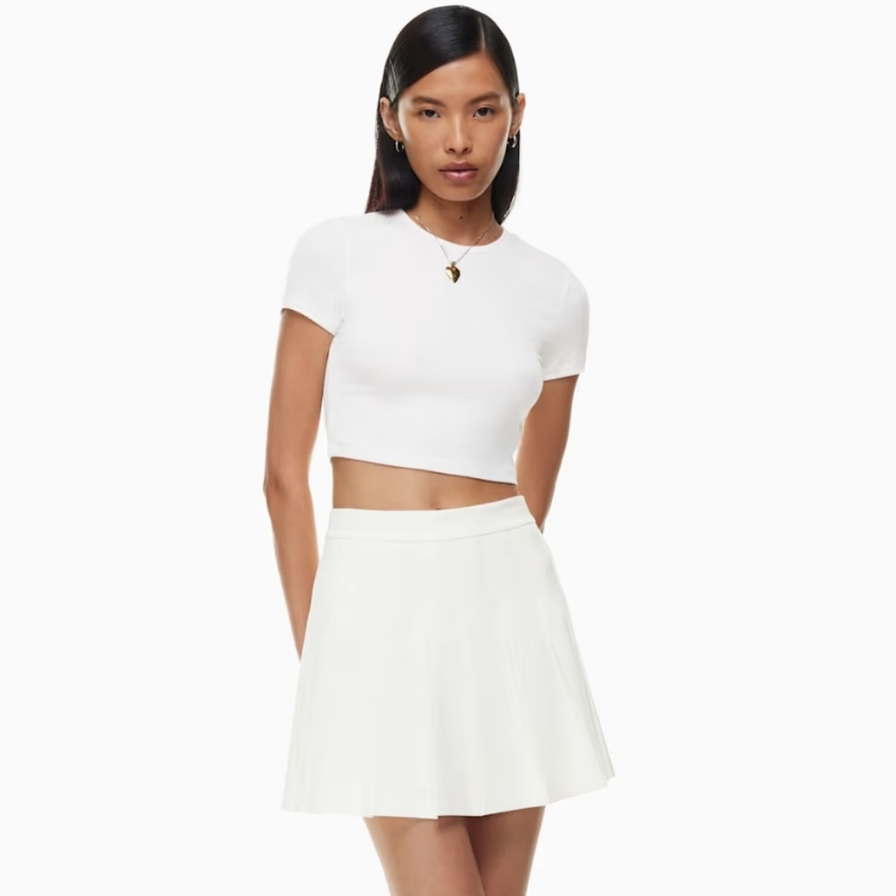 Aritzia Wilfred Olive Micro Pleated Skirt In Cream